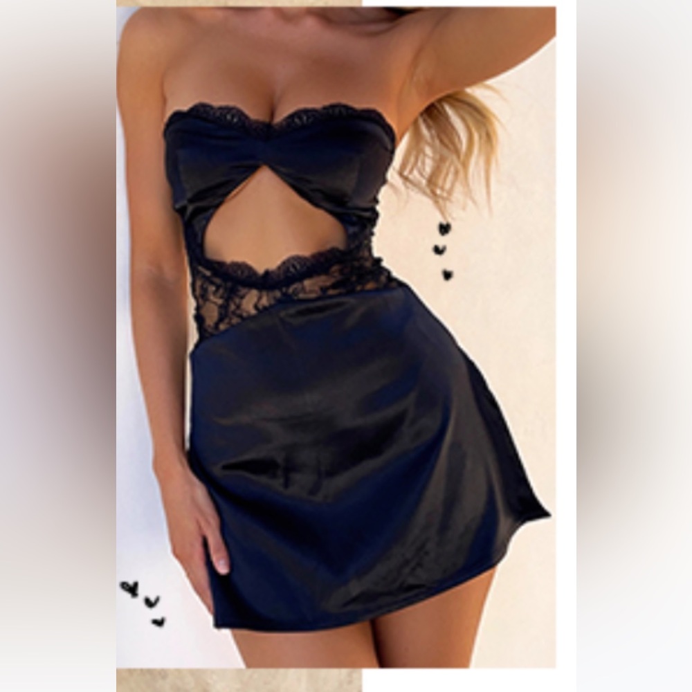 CELINE SATIN MINI DRESS BLACK - OUTCAST EXCLUSIVES - S